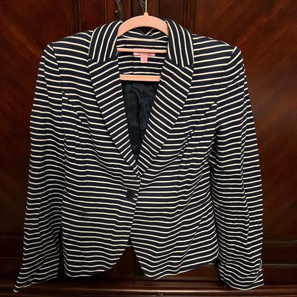 Lilly Pulitzer Navy and White Striped Blazer